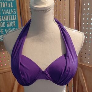 a.ch'e Purple Halter Neck Swim Top
